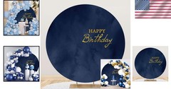Birthday Party Photo Props Navy Blue Round Backdrop