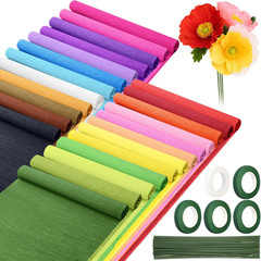 24 Rolls Crepe Paper Streamers 10 X 98 Inch Colorful Crepe Paper Sheets with Flo