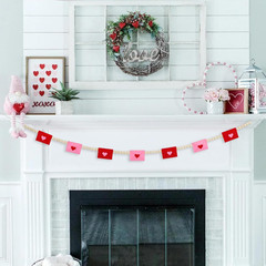 DAZONGE Retro Valentines Day Decor, Felt Envelope Wood Bead Valentines Garland B