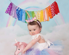 Rainbow Background Banner for Party Decor – Colorful Striped Garland Fabric, Bir