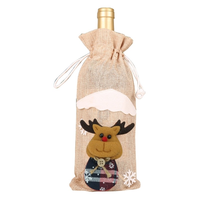 Christmas Wine Bottle Cover Wine Gift Bags with Drawstring Reusable Covers
