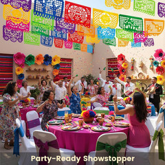 Domestar Mexican Party Decoration, 18 Feet Plastic Papel Picado Fiesta Banner Ci