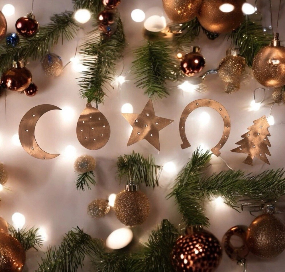 Pure Copper Ornaments Set Of 10 Xmass Trees
