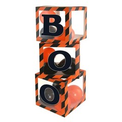 Halloween Boo Boxes Black and Orange Balloons with Stackable Boxes
