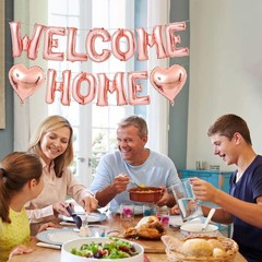 Welcome Home Balloon Banner Rose Gold Letter Foil Balloons Party Decor