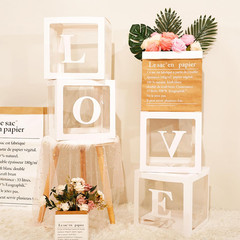 2026 Graduation Balloon Boxes Decorations, 4 Pieces White Clear Grad Balloon Box