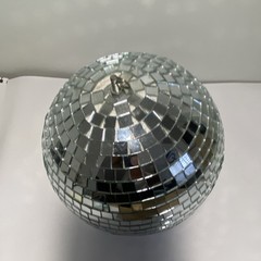Silver Mirrored Disco Ball Hanging Party Decoration Retro Glass Plastic Check