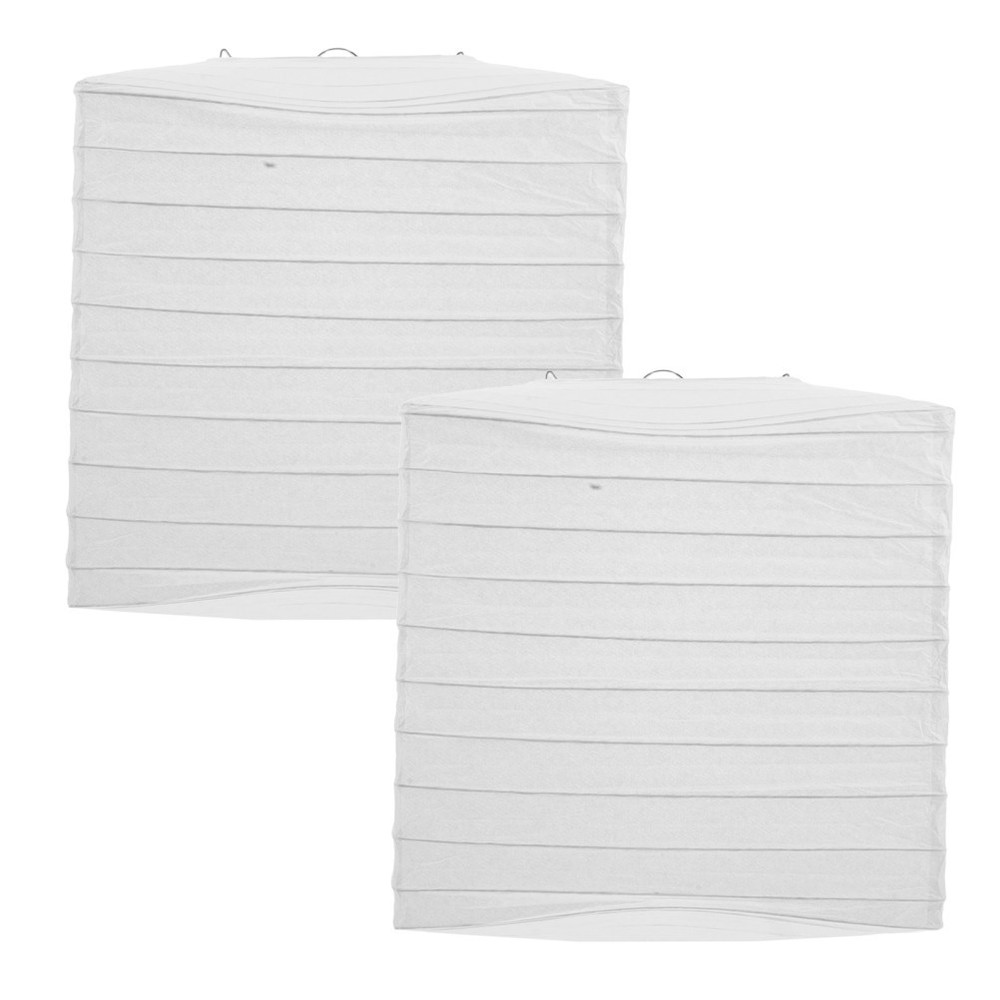 2pcs Foldable Paper Lanterns: Hanging Collapsible Lantern White – White Paper