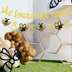 Bee Bridal Shower Decorations – She Found Her Honey Banner, Bumble Bee Diamon…