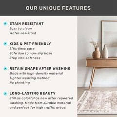 Boho Bathroom Rugs – Washable Non-Slip Soft Low Pile Area Rug for Entryway, K…
