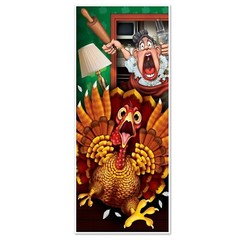 New Funny CRAZY WILD TURKEY DOOR COVER Wall Mural Poster Thanksgiving Decoration