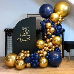 Navy Blue Balloons Arch Garland Kit 119pcs Chrome Gold Balloons for Wedding G…