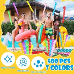 500 Pcs 40 Inches Latex Spiral Balloons – 9 Assorted Colors for Party Decoration