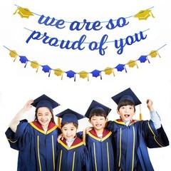 Navy-Blue White-Gold Party-Decoration Navy-blue-white-gold Graduation Proud