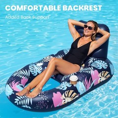 Inflatable Pool Floats with UPF50+ Canopy-Removable-120° Adjustable, Large Po…