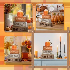 4 PCS Fall Cream Cups Tiered Tray Decor Rustic Thanksgiving Centerpiece