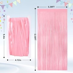 2Pack Pastel Pink Metallic Tinsel Foil Fringe 2pack Macaron Pink Streamers