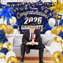 Graduation Decorations 2026, 71 PCS Blue Gold Themed Set, Graduation Party Decor