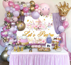 Tea Party Backdrop Floral Butterfly Glitter Let’S Partea Banner Afternoon Tea Ba