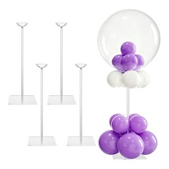 4 Pack Clear Acrylic Tabletop Balloon Stand Kit, 15.75 Inch Reusable Balloon …