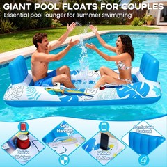 FluSing 2 Person Inflatable Pool Float Adult,87” x 44” Extra Large Inflatable…
