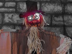 Halloween Animated Lifesize Scarecrow Light Up Eyes & Scary Sounds Prop Decor