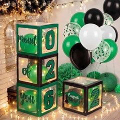 Festive Graduation 2026 Balloon Boxes Set with LED Lights – Easy Assembly & Safe