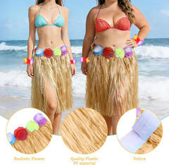 12PCS Luau Hawaiian Raffia Skirts with 24PCS Wristbands Party Decorations Bulk f