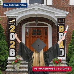 KMUYSL Graduation Decorations Class of 2026, Gold & Black Congrats Grad Banner H