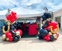 Derby Balloon Garland Arch Kt, 144Pcs Red Black Gold Balloons with Rose Horse Ho