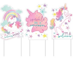 Enchanted Unicorn Birthday Party Large Yard Signs 24.8″ x 15.8″ 3 Signs NEW