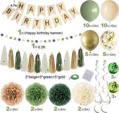 Green Birthday Party Decorations for Women Girls with Happy Birthday Banner,T…