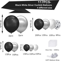 Black and Silver Balloon Garland Kit for Graduation and Party Decorations