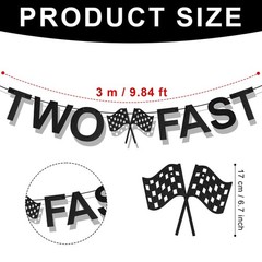 TWO FAST Happy Birthday Banner, Themed Party Supplies M, as the picture shows