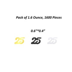 25th Birthday Anniversary Confetti Number 25 Sequins Golden Black Silver