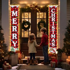 Merry Christmas Decorations Banner W String Lights Xmas Porch Welcome Sign