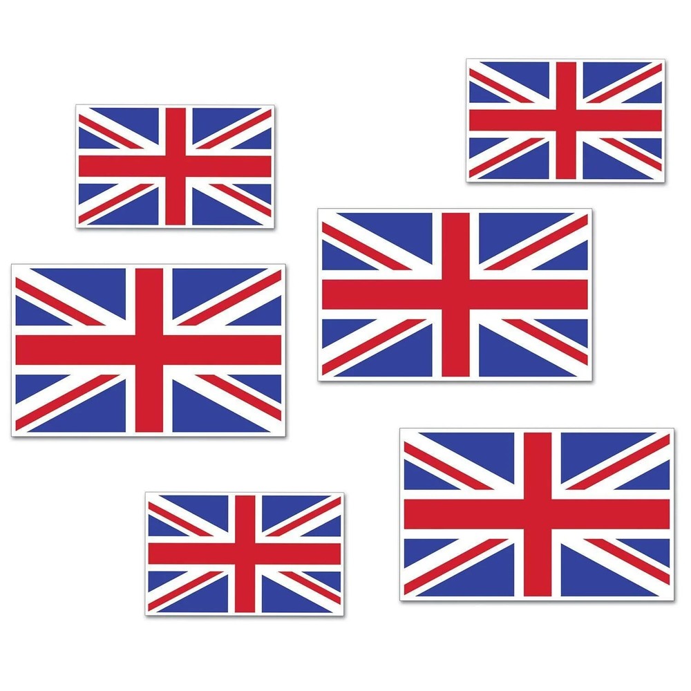 6 UNION JACK CUTOUTS BRITISH ENGLAND ROYAL PARTY DECORATION FLAG TABLE WALL