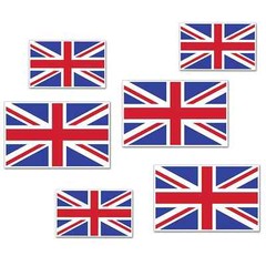 6 UNION JACK CUTOUTS BRITISH ENGLAND ROYAL PARTY DECORATION FLAG TABLE WALL