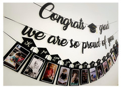 Graduation 2025 Party Decorations – Congrats & Photo Banner (Pre-Strung)
