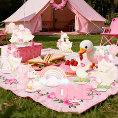 9PCS Pink Silly Goose Table Centerpieces, Watercolor Silly Goose Birthday Decora