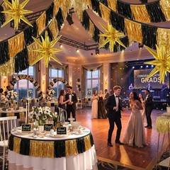 40 Pcs Black Gold Metallic Tinsel Star Balloon Set, 1920’s Theme Party Decora…