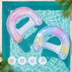 2 Pack Pool Floats Adult,Glitter Inflatable Pool Float Chair with Dual Cup Ho…