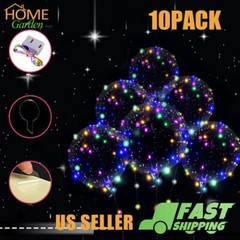 10PACK LED Light Up BoBo Balloons Christmas Party Birthday Clear Bubble Balloon
