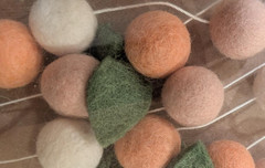 Sheep Farm Felt Ball Garland «Spring Blush» Lot of 2 – 12′ Long Each 100% Wool