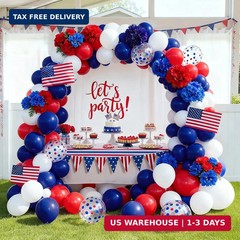 Red White and Blue Balloons – 60pcs 12″ Navy Blue and Red and White Party Balloo