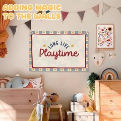 Playroom Wall Decor, Long Live Playtime Linen Canvas Banner,Playroom Decor Ro…