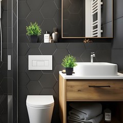 ZJIA 2 Pack Small Fake Plants Black Bathroom 7.18″H × 4.7″W,