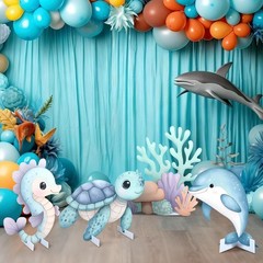 Sea Turtle Seahorse Dolphin Decor
