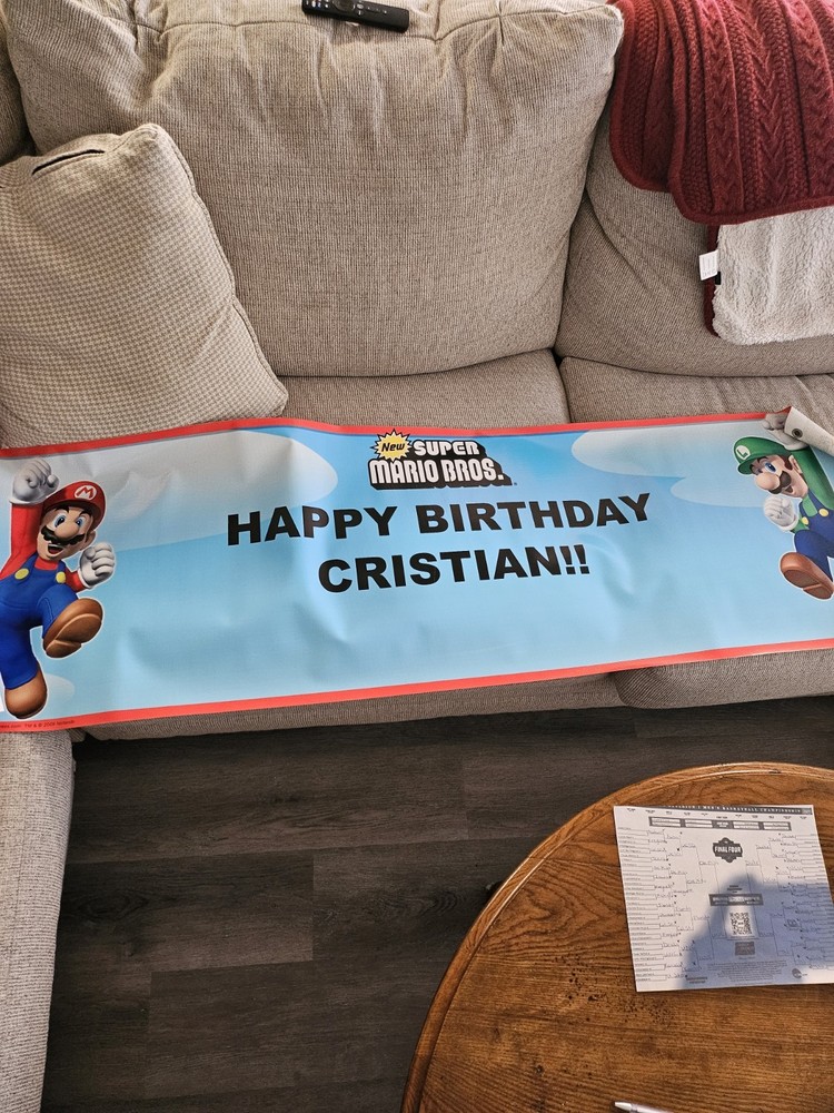 2008 Super Mario Bros Happy Birthday Cristian Banner