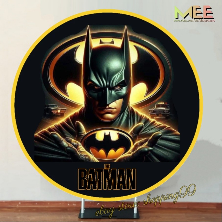 Round Batman Superhero Backdrop Cover Birthday Party Photo Background Decoration